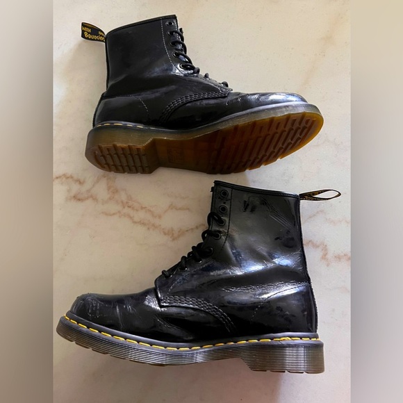 Dr Martens Black Patent Leather Combat Boots Women’s Size 10. See Pics - Picture 2 of 9